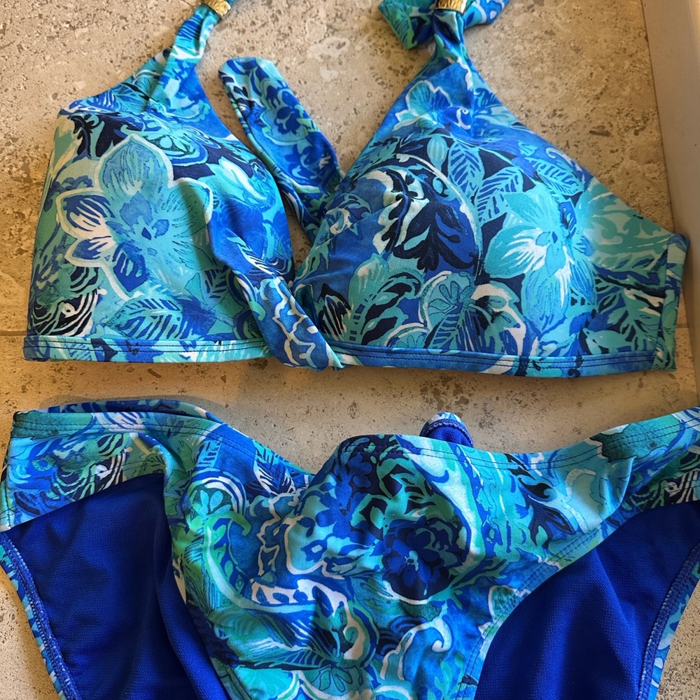 Ralph Lauren Blue Bikini Set with Oceanic Patterns